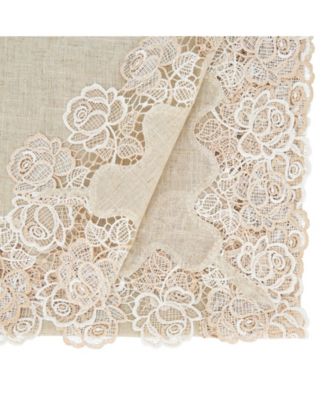 Lace Tablecloth with Rose Border Design, 72" x 72"