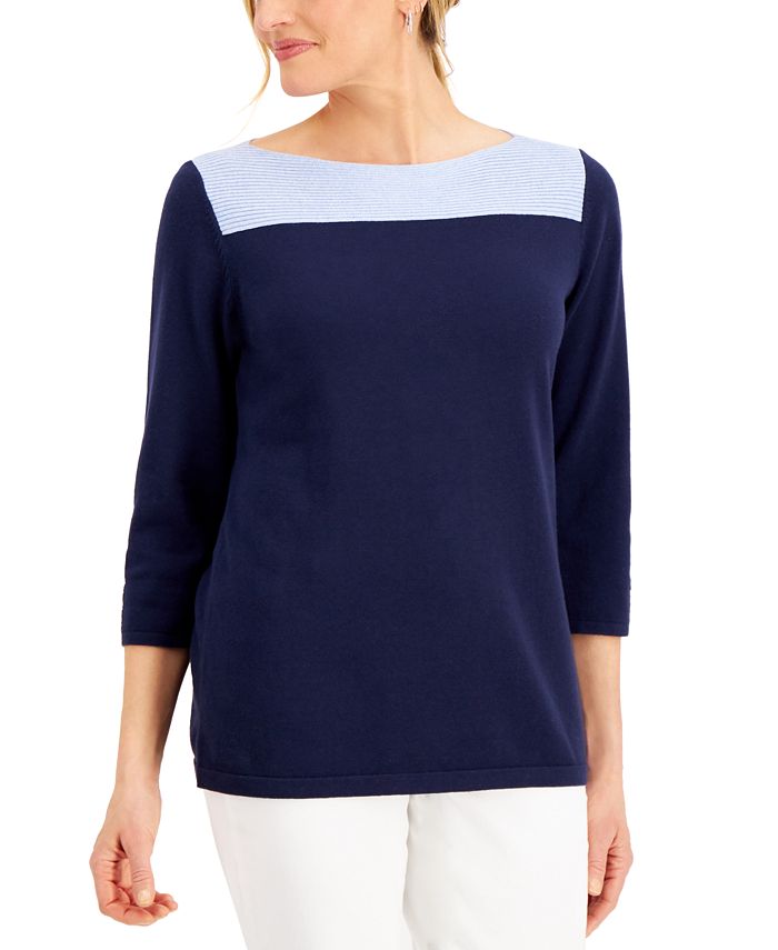 Karen Scott Cotton Boat-Neck Top, Created for Macy's - Macy's