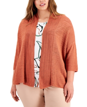 Alfani Plus Size Open-Stitch Cardigan Sweater Created for Macy's