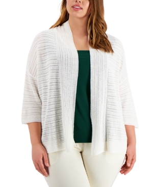 Alfani Plus Size Open-Stitch Cardigan Sweater Created for Macy's