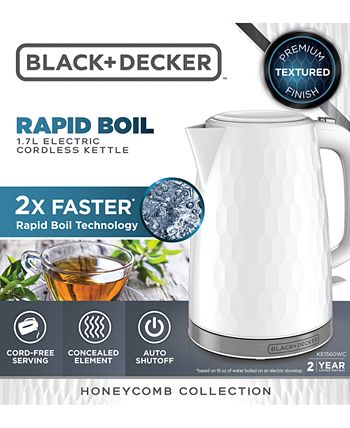 BLACK+DECKER 1.7L Stainless Steel Electric Cordless Kettle, Black