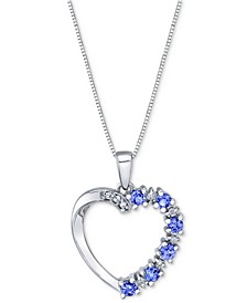 Tanzanite (1/2 ct. t.w.) & Diamond (1/20 ct. t.w.) Heart 18" Pendant Necklace in 14k White Gold