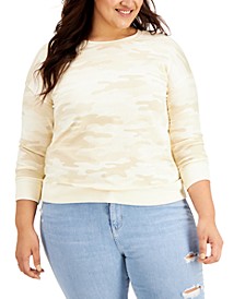 Plus Size Camo-Print French Terry Sweatshirt, Created for Macy's