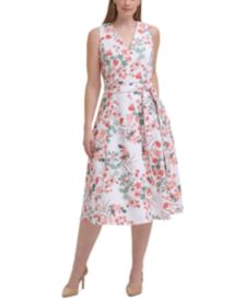 Plus Size Floral-Print Belted Midi Dress