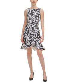 Petite Floral-Print Ruffled-Bottom Sheath Dress