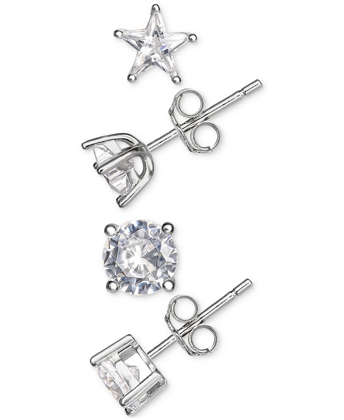 Giani Bernini - 2-Pc. Set Cubic Zirconia Round and Star Stud Earrings in Sterling Silver