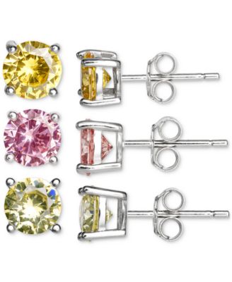 Giani Bernini - 3-Pc. Set Multicolor Cubic Zirconia Stud Earrings in Sterling Silver
