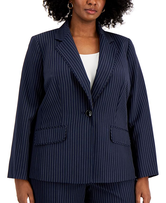 Le Suit Plus Size Pinstripe Pantsuit & Reviews - Wear to Work - Plus ...
