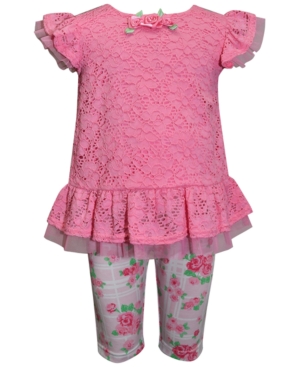 Blueberi Boulevard Baby Girls 2-Pc Lace Tunic & Printed Shorts Set