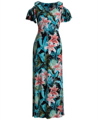 Connected - Printed Cold-Shoulder Maxi Dress