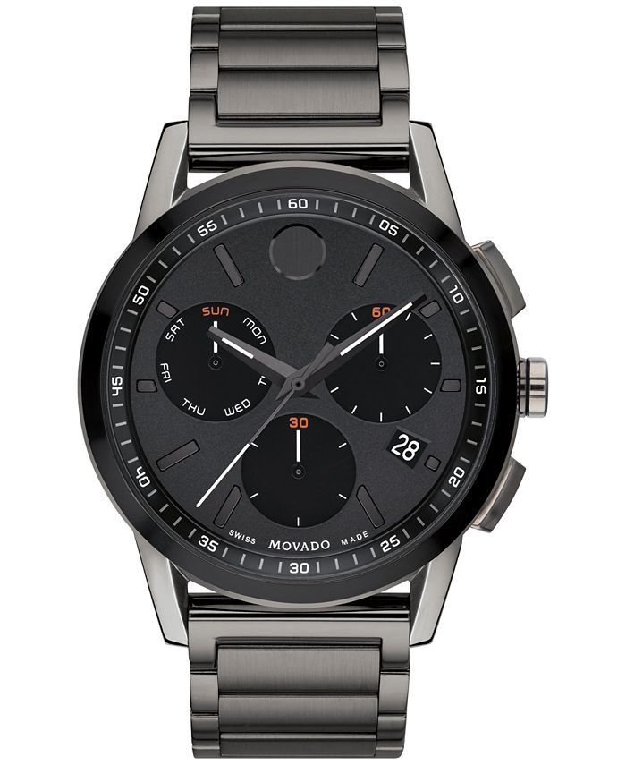 Movado - Men's Swiss Chronograph Museum Sport Gray PVD Bracelet Watch 43mm