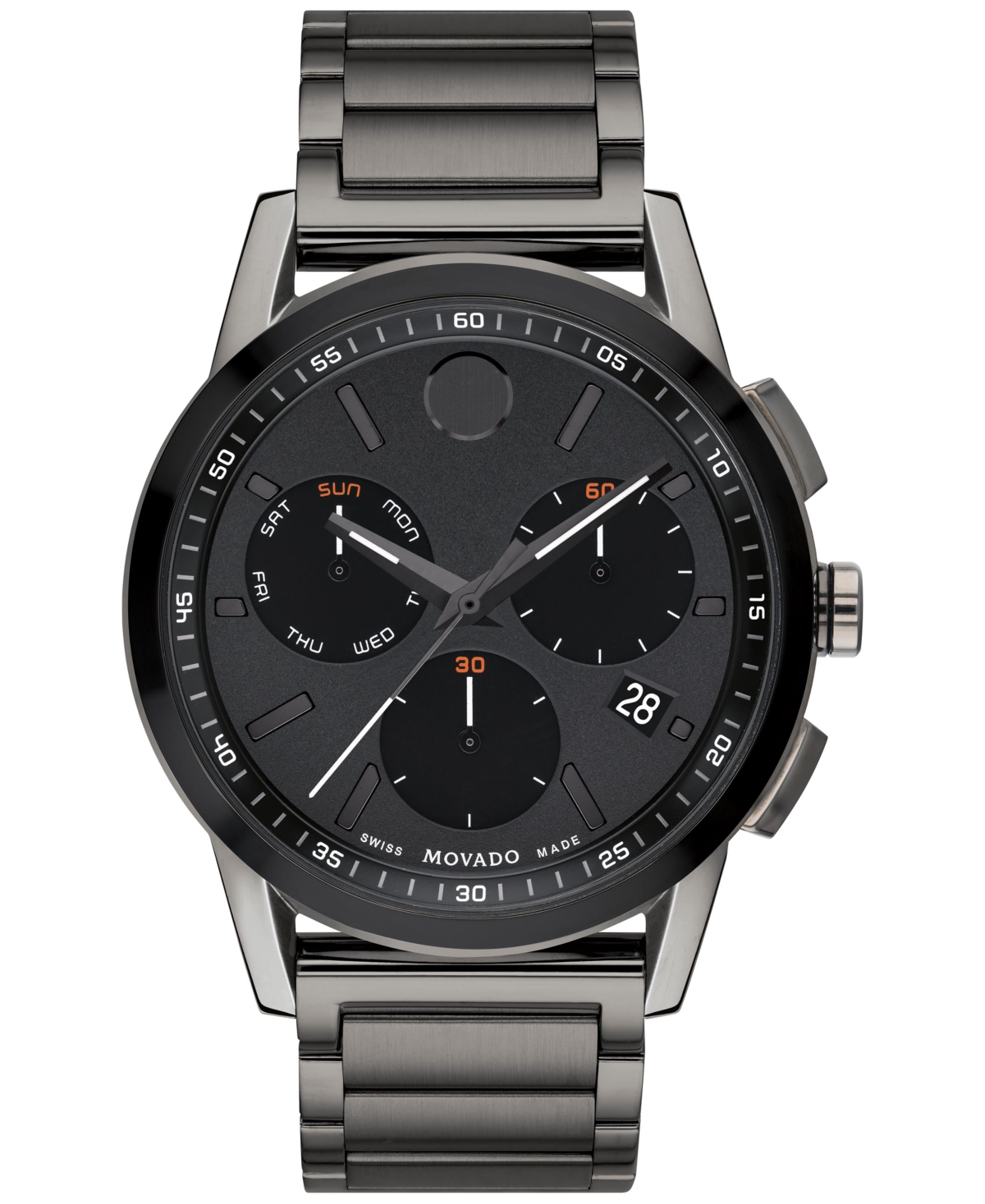 Movado Men's Swiss Chronograph Museum Sport Gray Pvd Bracelet Watch 43mm In Grey