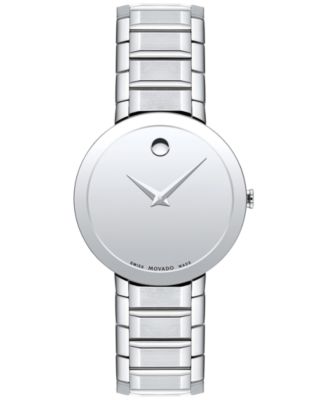 Movado - Women's Swiss Sapphire Stainless Steel Bracelet Watch 28mm