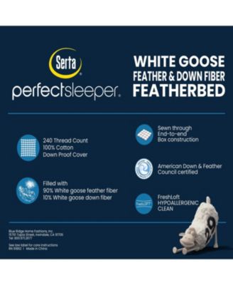 White Goose Feather & Down Fiber Featherbed, Twin