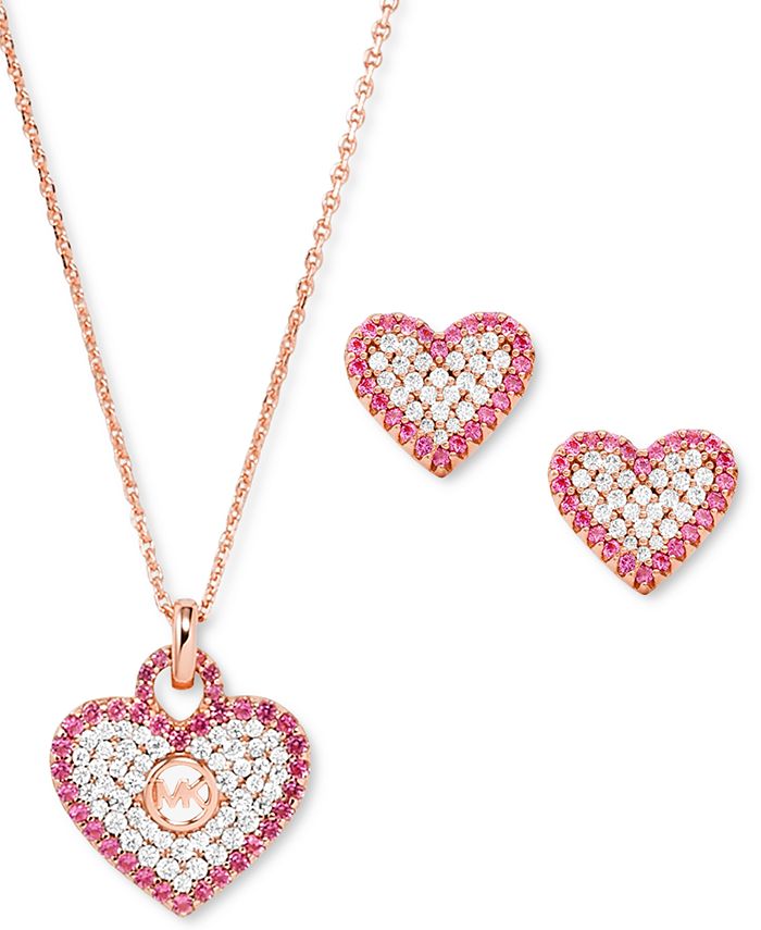 Michael kors heart necklace and earring set Clearance