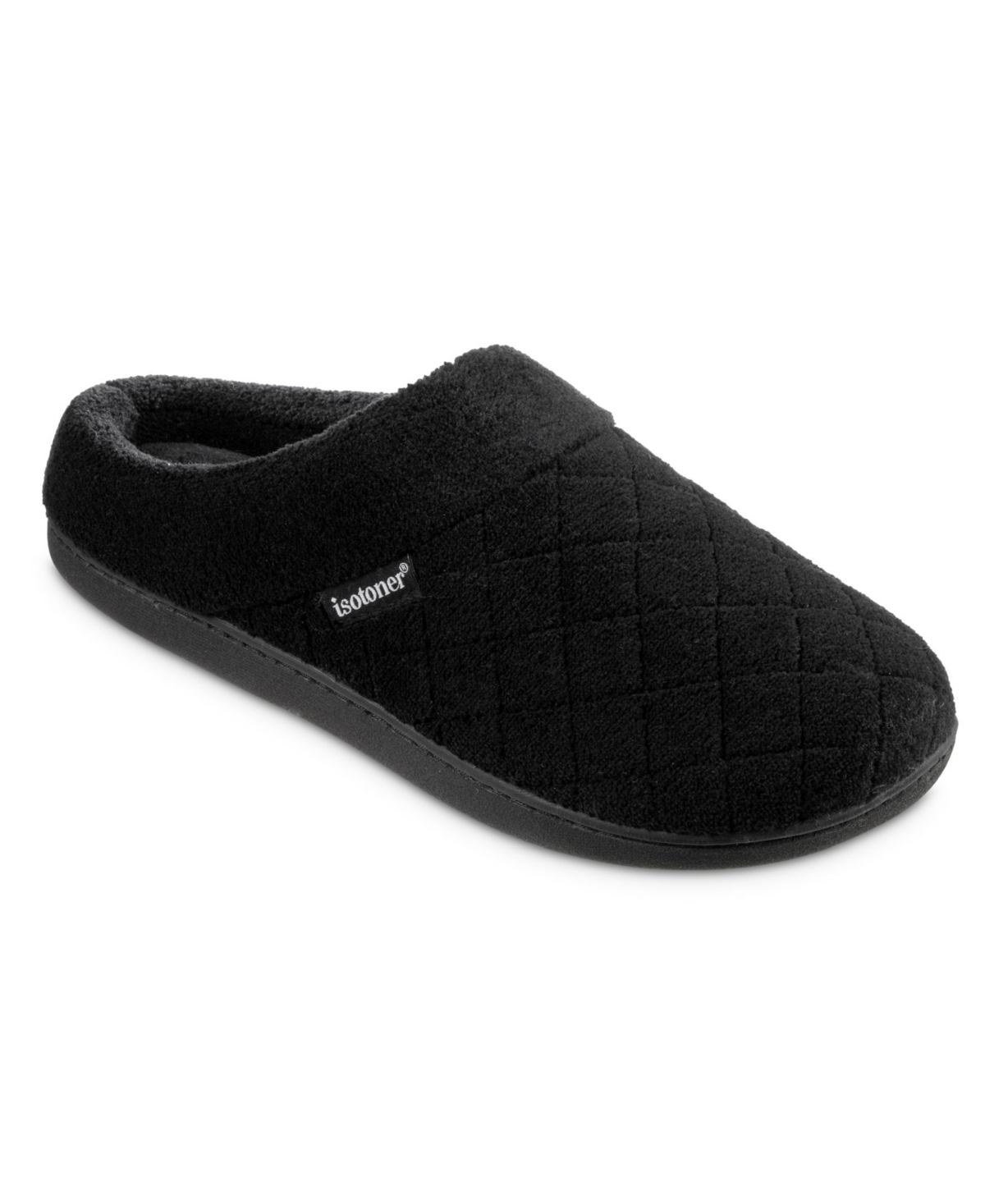 Isotoner Signature Women's Memory Foam Microterry Milly Hoodback Slippers In Black