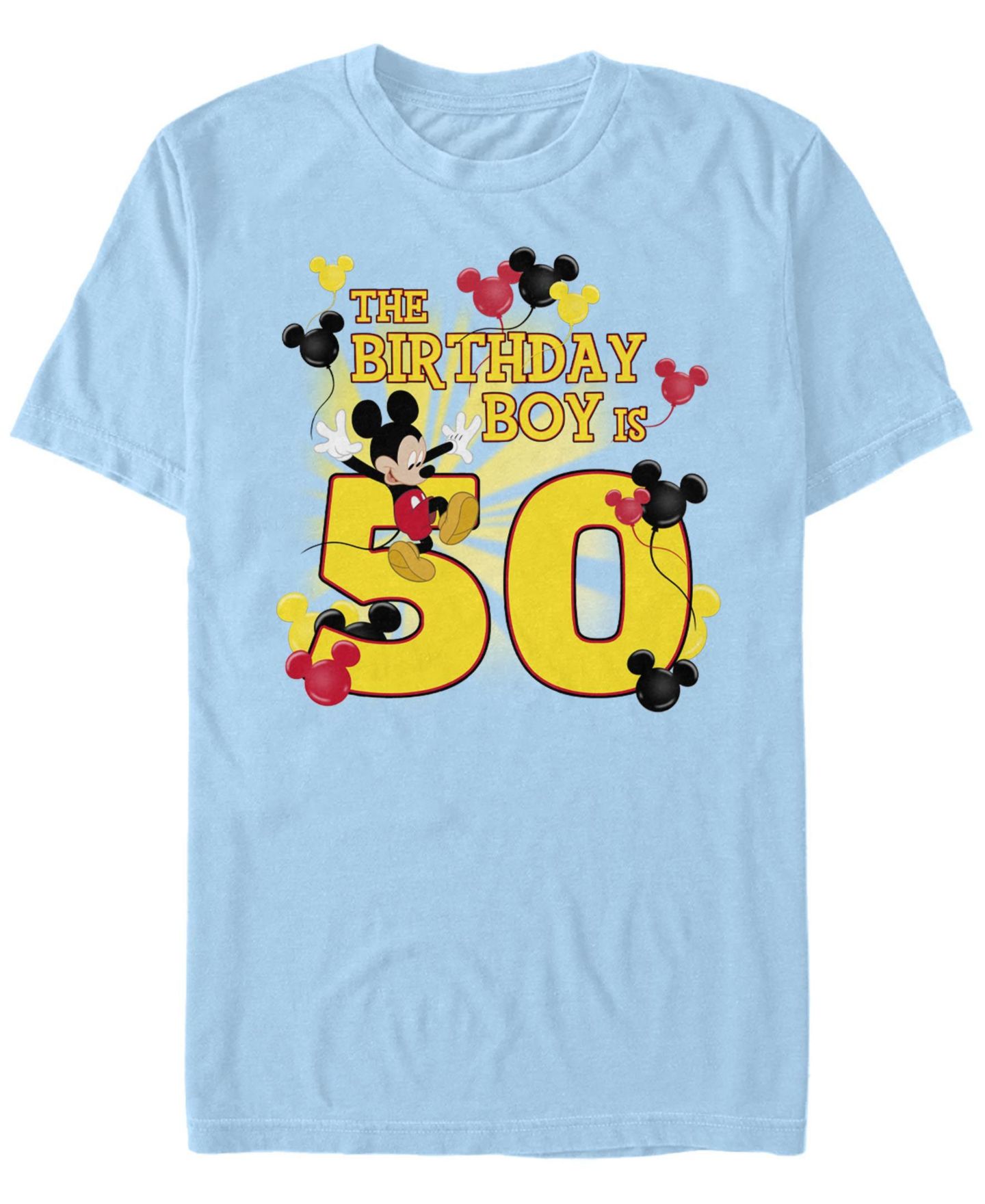 Мужская футболка Fifth Sun Mickey Birthday 50 Short Sleeve Crew, цвет: Светлый синий — фото 1