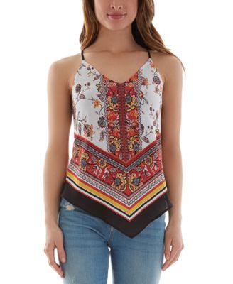 Bcx Juniors' Ruched-Sleeve Scarf Top Brown Size L