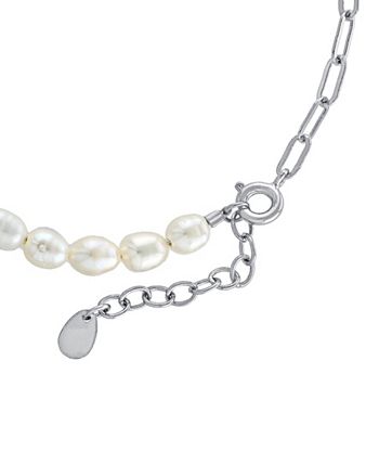 Macy's - Silver Tone or Gold Tone Freshwater Pearl Chain Bracelet