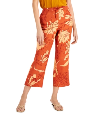 Alfani Floral-print Cropped Drawstring Pants, Created For Macy's In Lily Floret