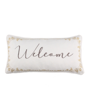 Levtex Cosima Welcome Decorative Pillow, 12" X 24" In White