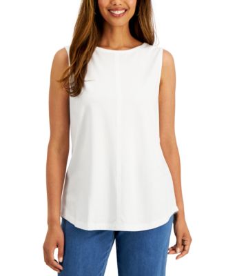 white sleeveless shell top