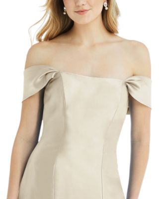 Women's Off-the-Shoulder Bow-Back Satin Trumpet Gown