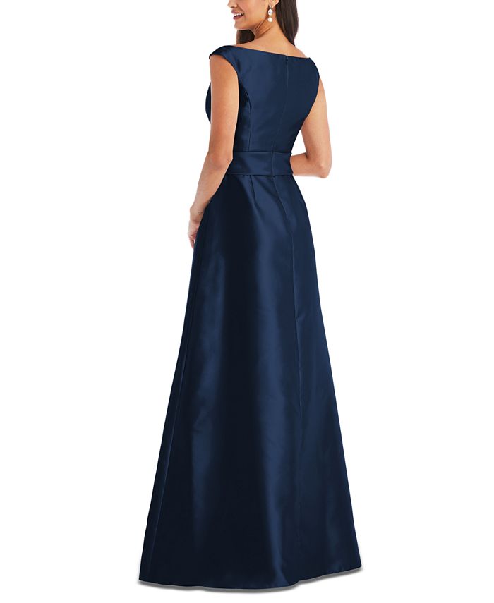 Alfred Sung Off-The-Shoulder Satin Gown - Macy's