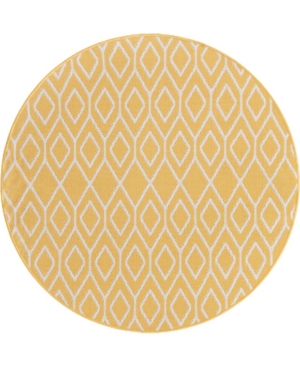 Jill Zarin Outdoor Turks And Caicos 4' X 4' Round Area Rug In Yellow