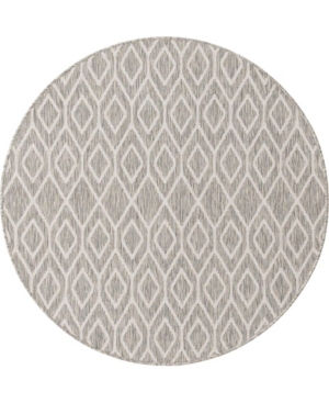 Jill Zarin Outdoor Turks And Caicos 4' X 4' Round Area Rug In Gray