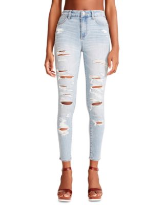 Madden Girl - Juniors' Distressed High-Rise Skinny Jeans