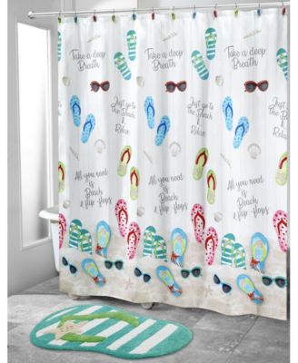 Beach Mode Flip-Flop Motif Resin Shower Curtain, 72" x 72"