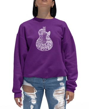 Women's Word Art Rock Guitar Head Crewneck Sweatshirt