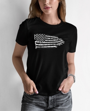 La Pop Art Women's Word Art Pledge Of Allegiance Flag T-shirt In Black