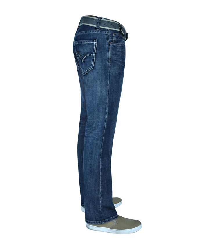 Flypaper Men's Straight Leg Belted Jeans - Macy's