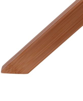 Fully Assembled Folding Luggage Rack with Lower Storage Shelf, Bamboo Frame with Black Straps