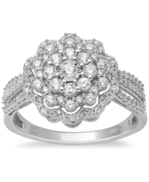 Macy's Diamond Cluster Ring (3/4 Ct. T.w.) In 10k White Gold In White Gold