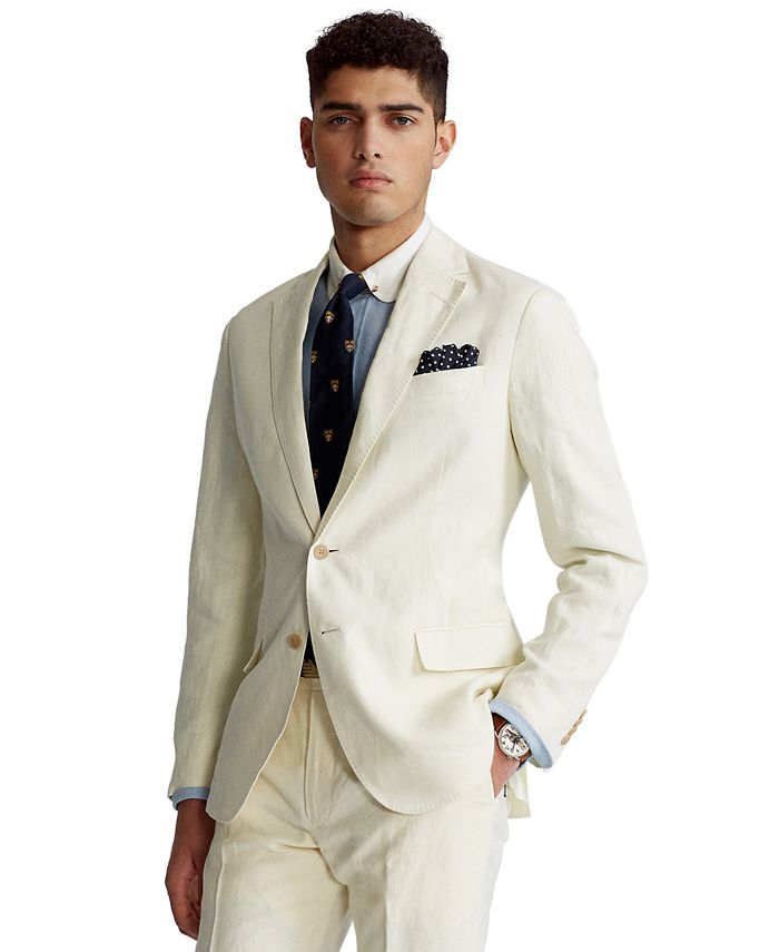 Men's Polo Soft Slub Linen Suit Jacket