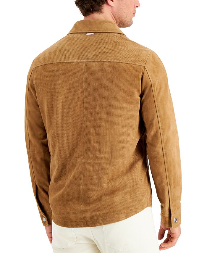 Michael Kors Men's Perforated Suede Shirt Jacket - Macy's