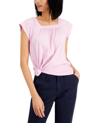 Style & Co Solid Flutter-Sleeve Top, Created for Macy's - Macy's