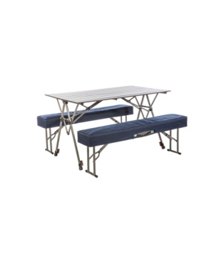 Kamp-rite Kwik Set Table And Benches In Gray And Blue