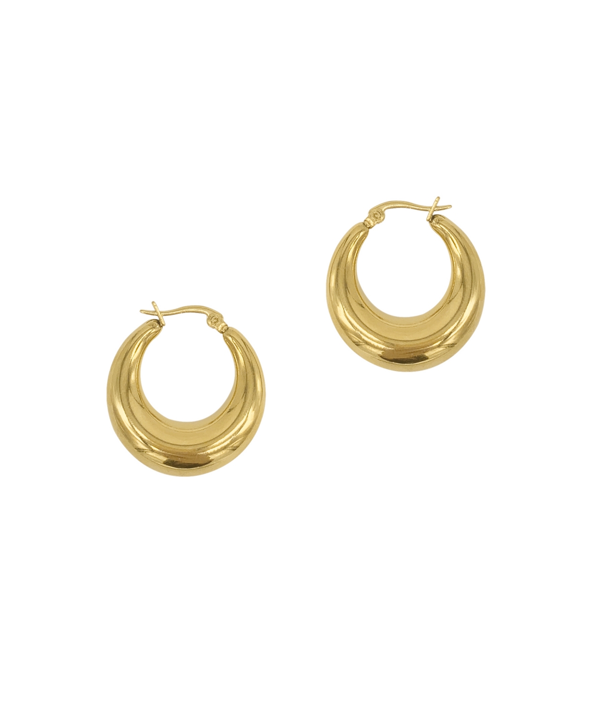 Domed Hoops Earrings - Yellow Gold-Tone