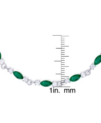Simulated Emerald/ Cubic Zirconia Marquise Bracelet in Silver Plate