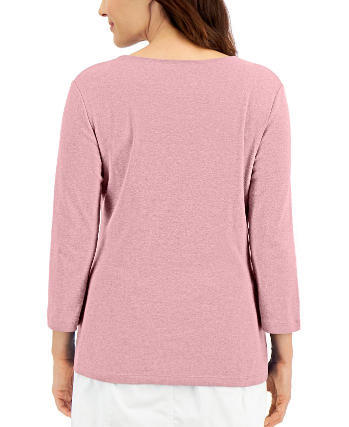 Karen Scott Cotton 3/4-Sleeve Top, Created for Macy's - Macy's