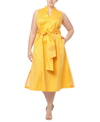 Anne Klein Plus Size Beekman Dot-Print Midi Dress - Macy's