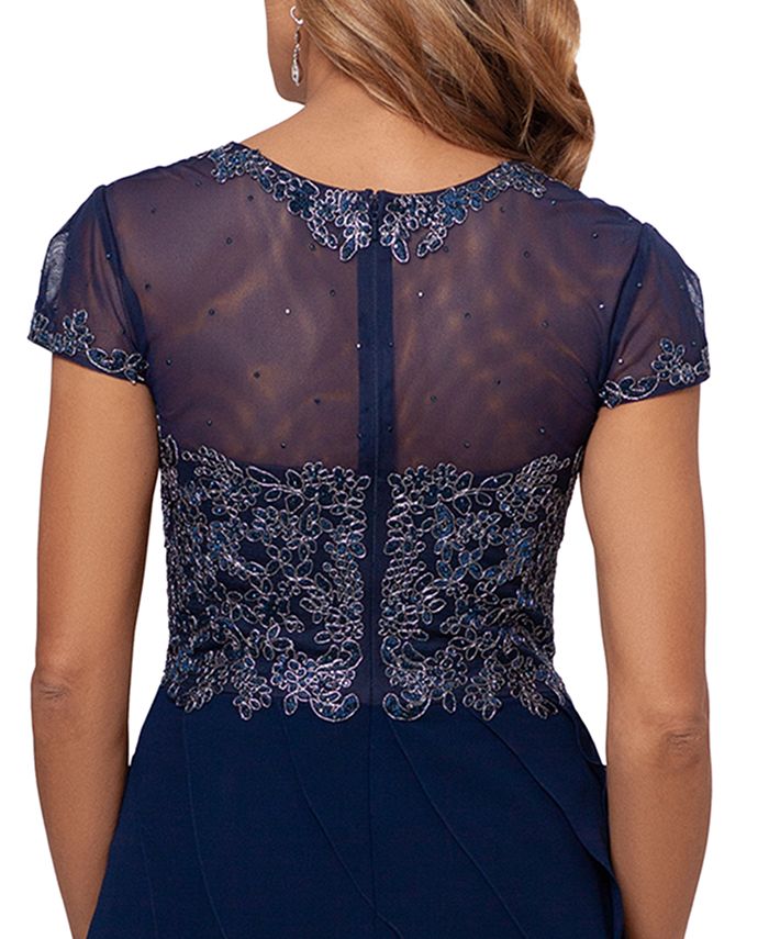 XSCAPE Embroidered-Bodice Ruffled-Skirt Dress - Macy's