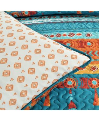 Boho Watercolor Border 3 Piece Quilt Set, King