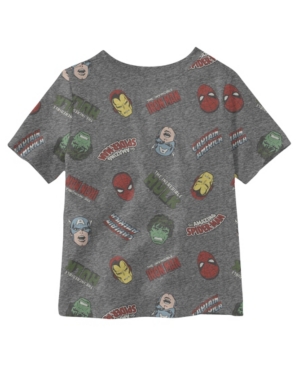 Hybrid Kids' Aop Logo Toddler Boys Short Sleeve T-shirt In Heather Gray