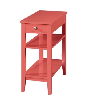 Convenience Concepts American Heritage 1 Drawer Chairside End Table With Shelves In Open Orange