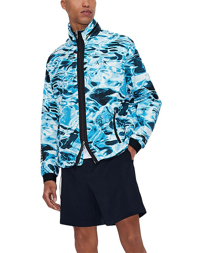 A|X Armani Exchange Men's Water-Print Seersucker Jacket with Zip-Out Hood &  Reviews - Coats & Jackets - Men - Macy's